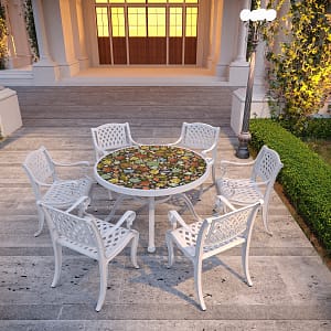 Aluminum Table Set With Mosaic Ceramic Surface